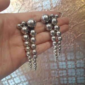 Zara Nwot Silvertone Antiqued Effect Bauble Drop Earrings
